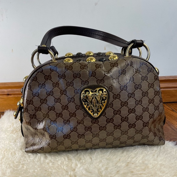 Gucci Beige/Brown GG Crystal Canvas Babouska Crest Dome Bag - Picture 9 of 15